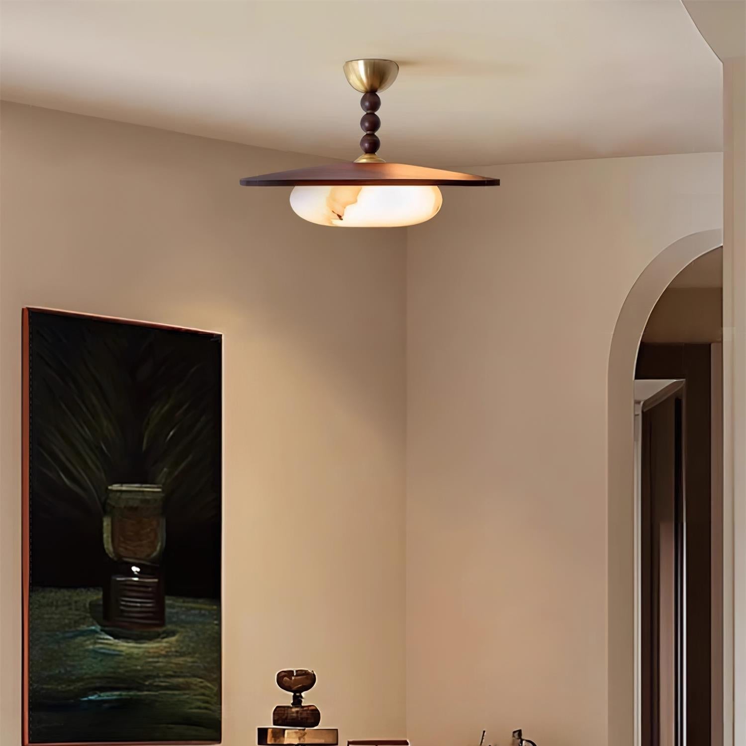 Muto Lampada da Soffitto Colore Noce e Bianco Imitazione Alabastro