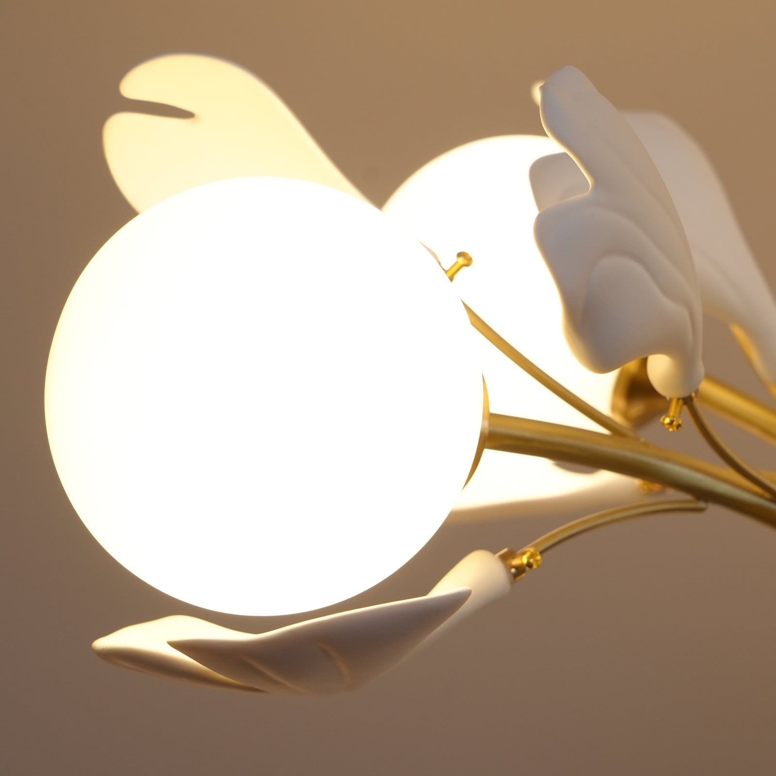 Ginkgo Leaf Chandelier with Frosted Glass Globes - Letslighting
