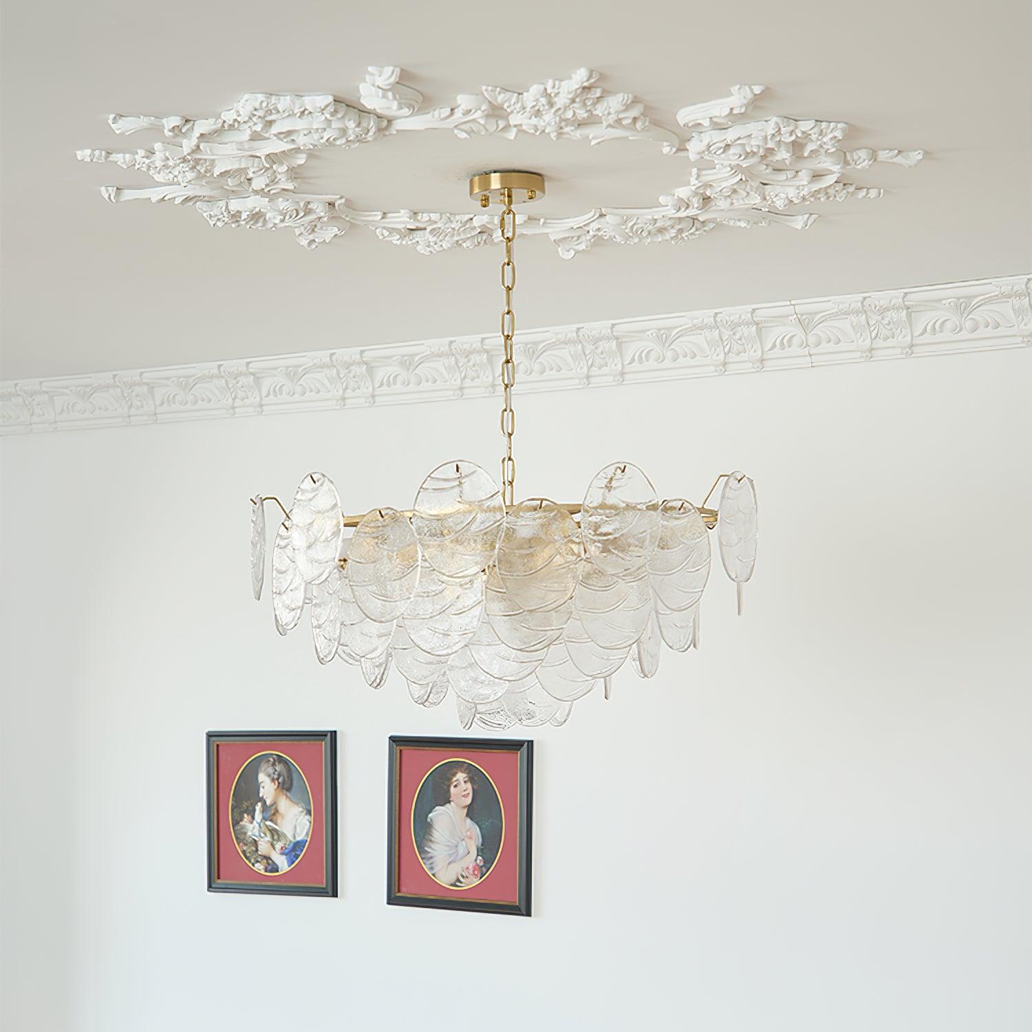Chandelier Glass Discs Metal Frame Gold Finish Victorian - Letslighting