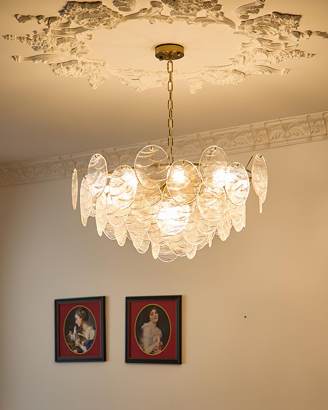 Chandelier Glass Discs Metal Frame Gold Finish Victorian - Letslighting