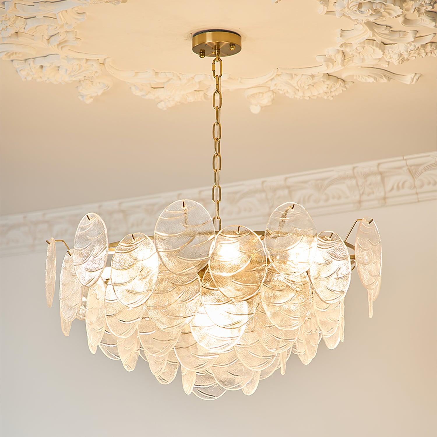 Chandelier Glass Discs Metal Frame Gold Finish Victorian - Letslighting