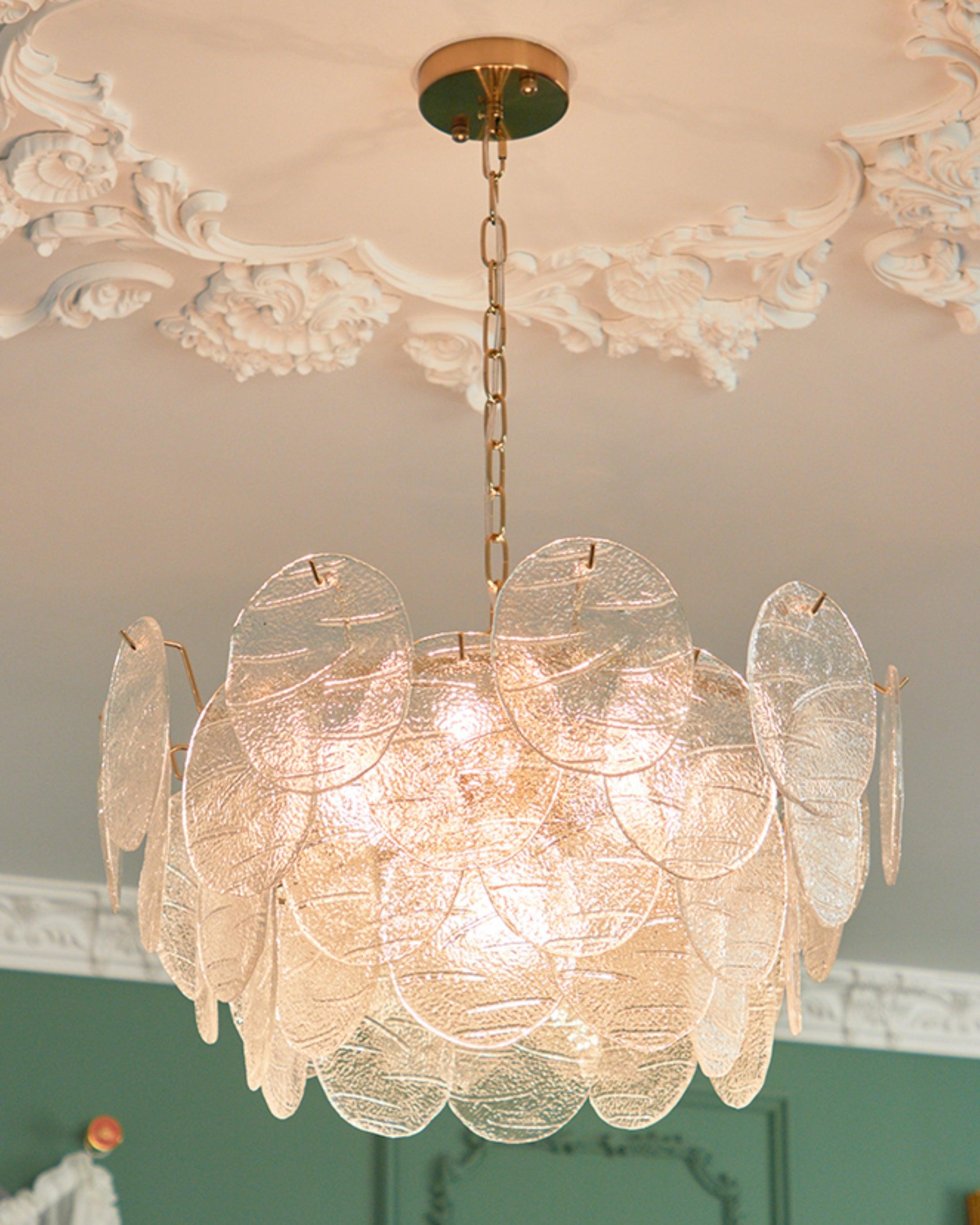 Chandelier Glass Discs Metal Frame Gold Finish Victorian - Letslighting