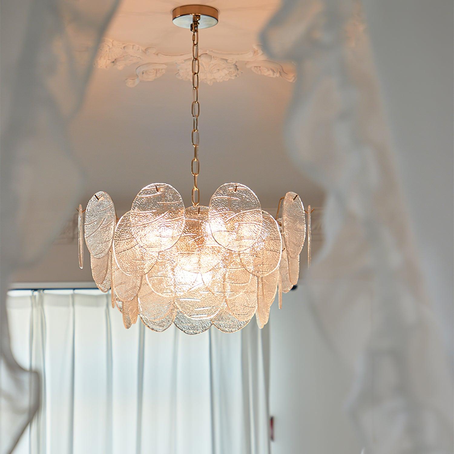 Chandelier Glass Discs Metal Frame Gold Finish Victorian - Letslighting
