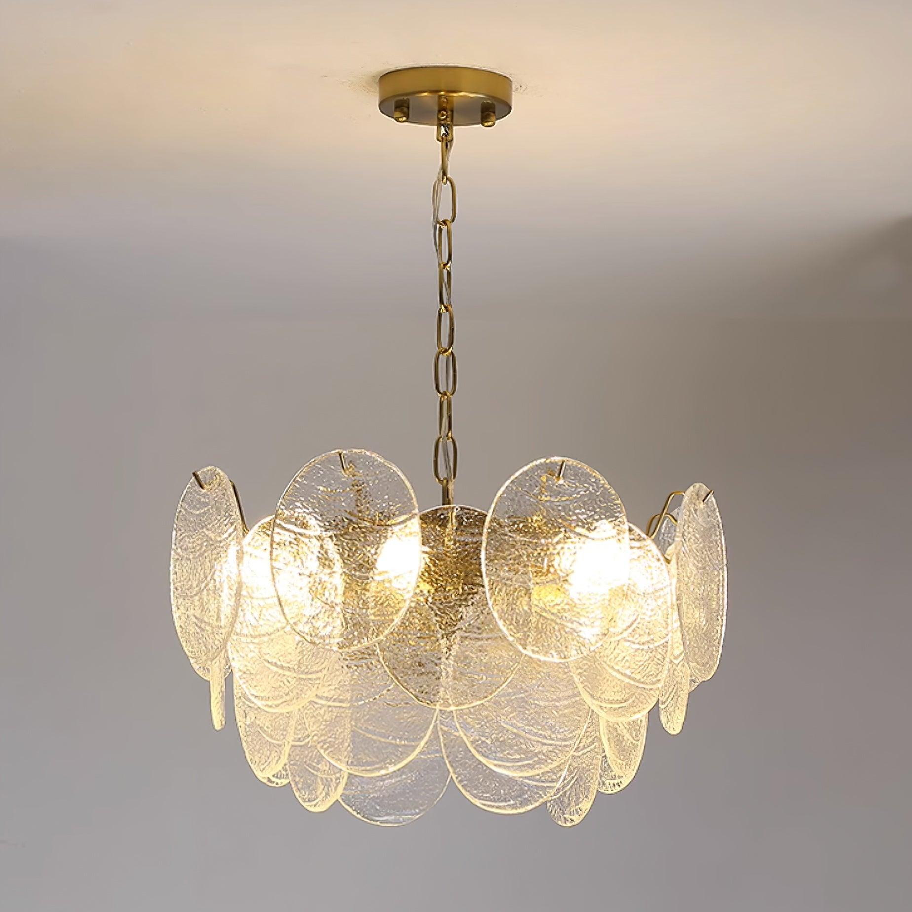 Chandelier Glass Discs Metal Frame Gold Finish Victorian - Letslighting