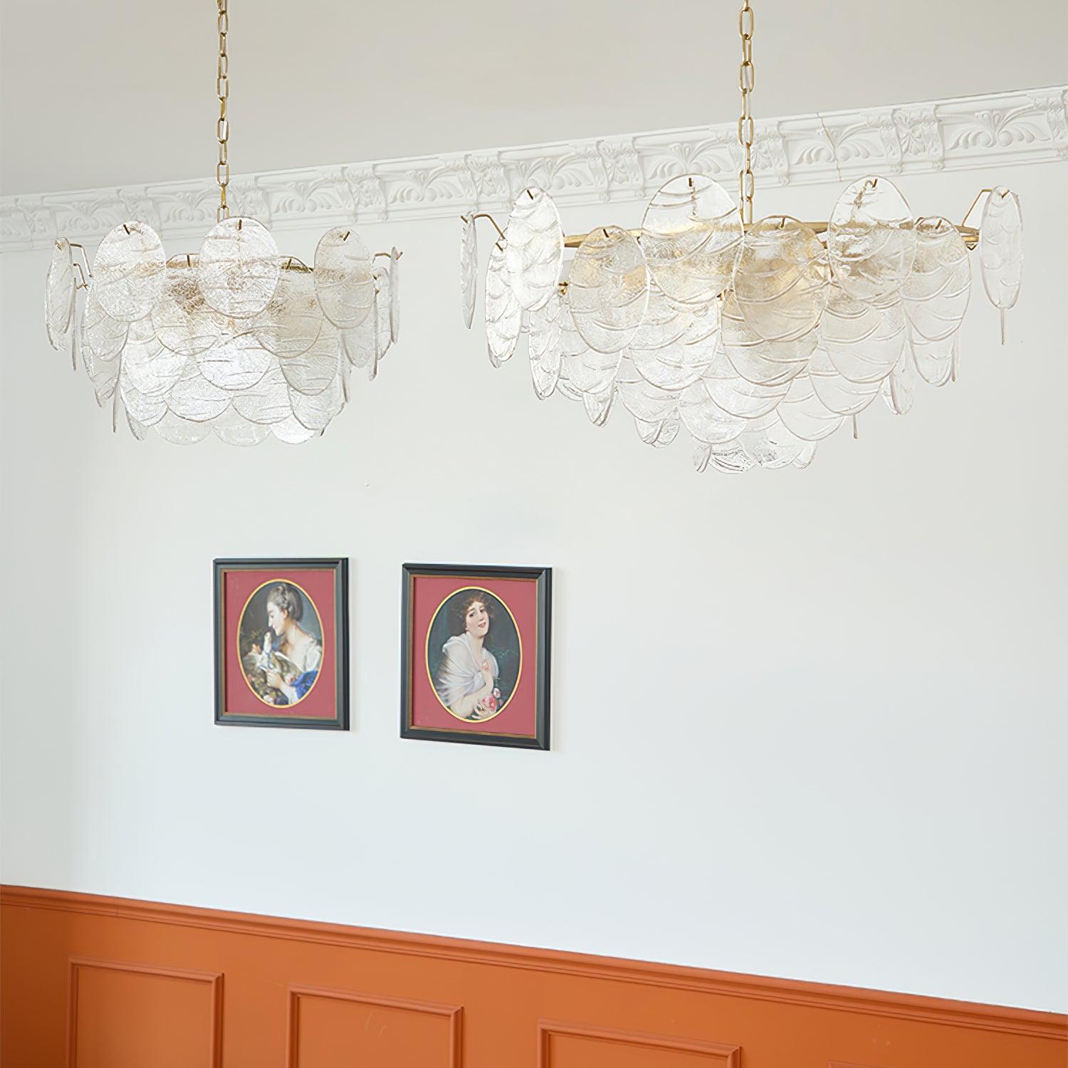 Chandelier Glass Discs Metal Frame Gold Finish Victorian - Letslighting