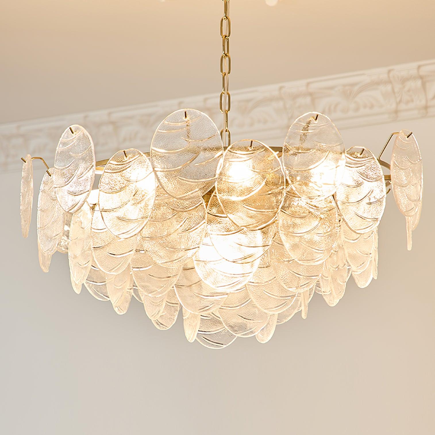 Chandelier Glass Discs Metal Frame Gold Finish Victorian - Letslighting
