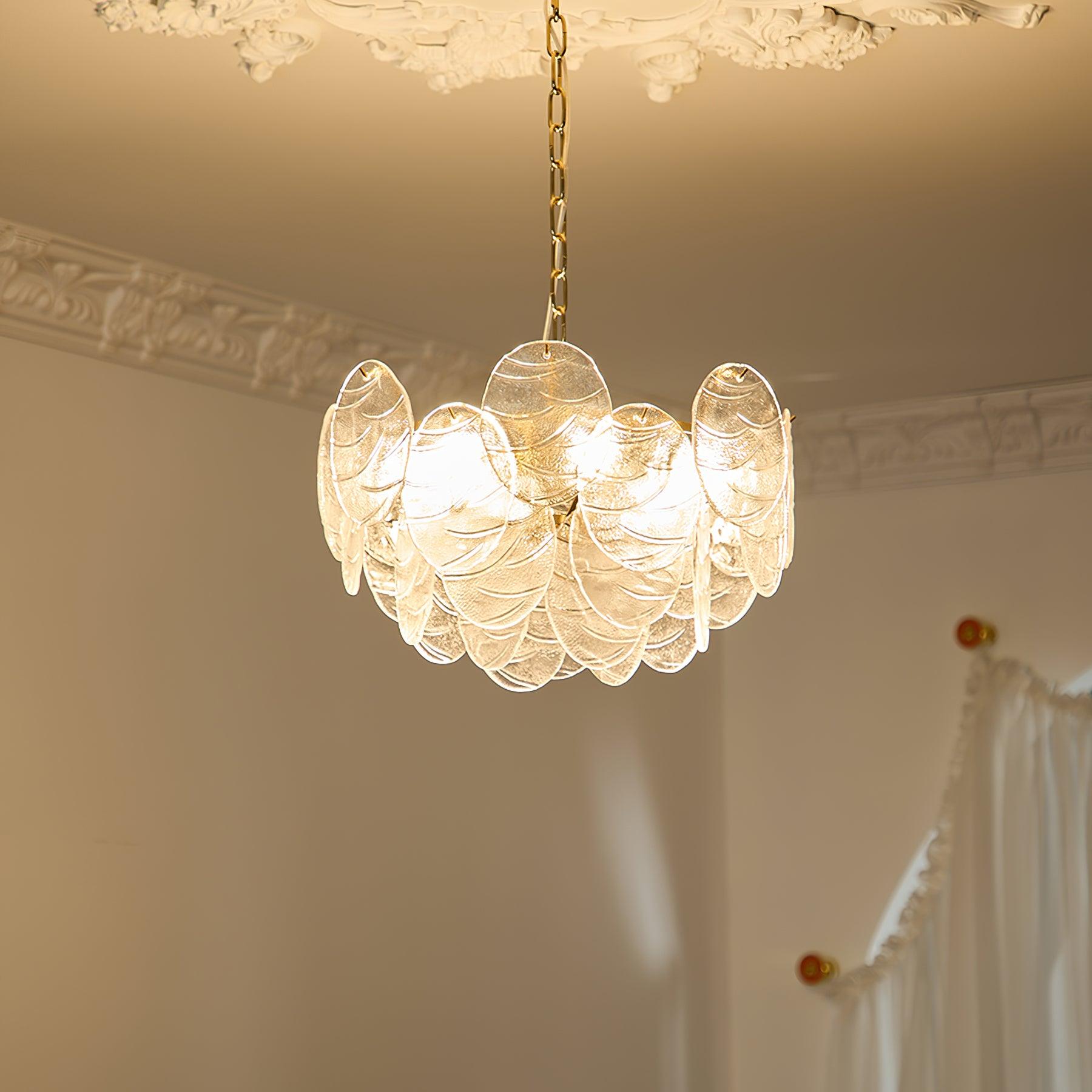 Chandelier Glass Discs Metal Frame Gold Finish Victorian - Letslighting