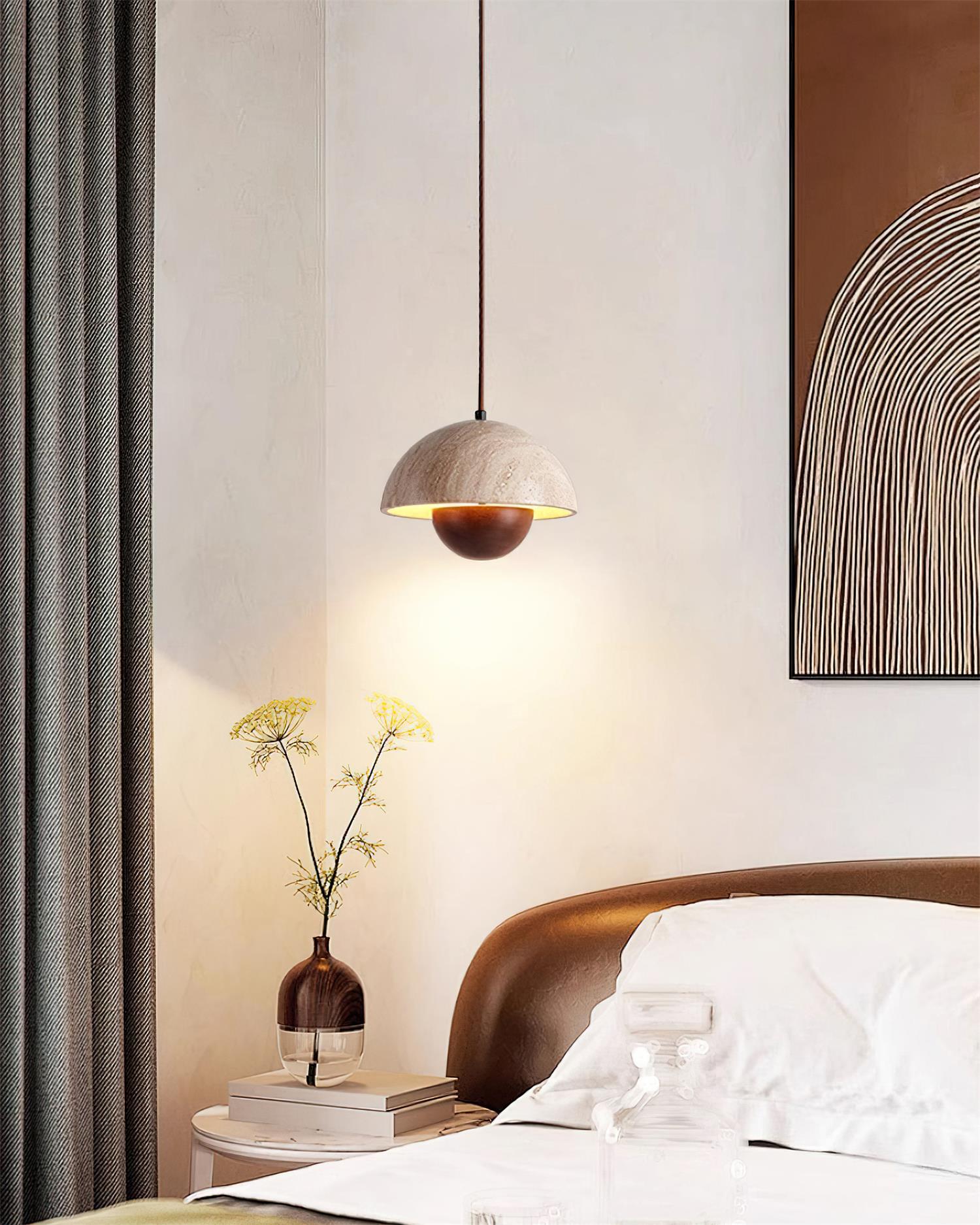 Ritta Travertine Pendant Lamp Wood - Letslighting