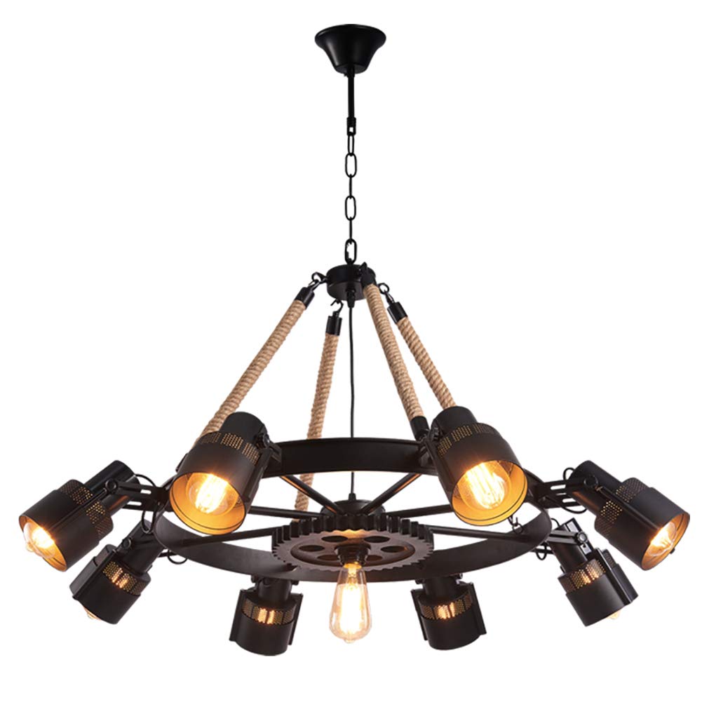 Epoch Industriale Metallo/Rattan LED Sospensione Nero Soggiorno/Bar/Ristorante