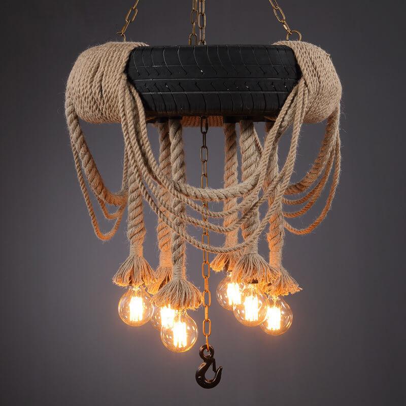 Epoch Vintage Metallo Corda Lampadari Marrone Soggiorno Sala da Pranzo
