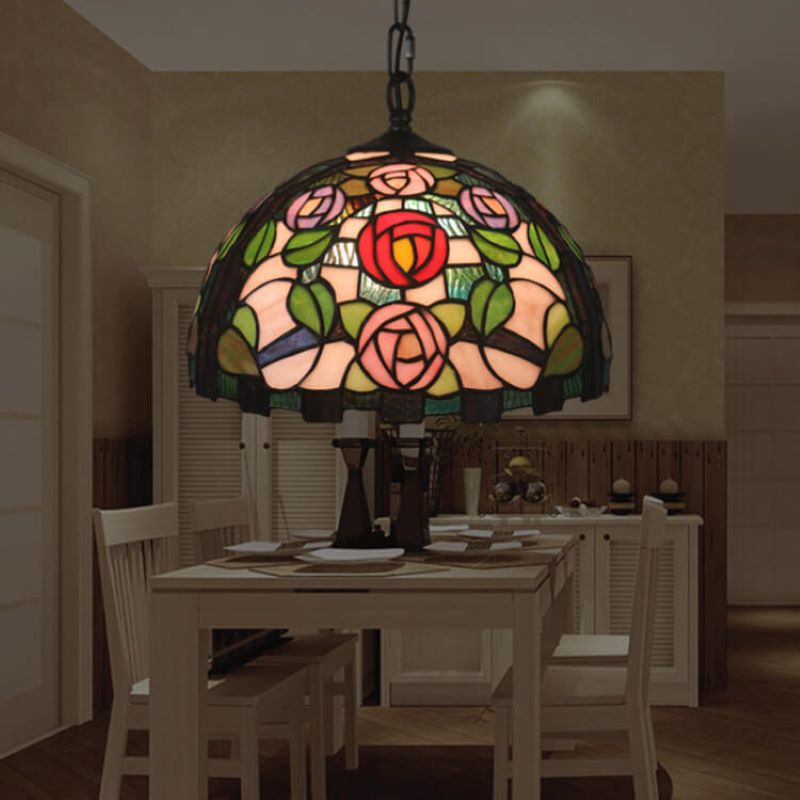 Tiffany Vintage Metallo Vetro Lampade a Sospensione Soggiorno