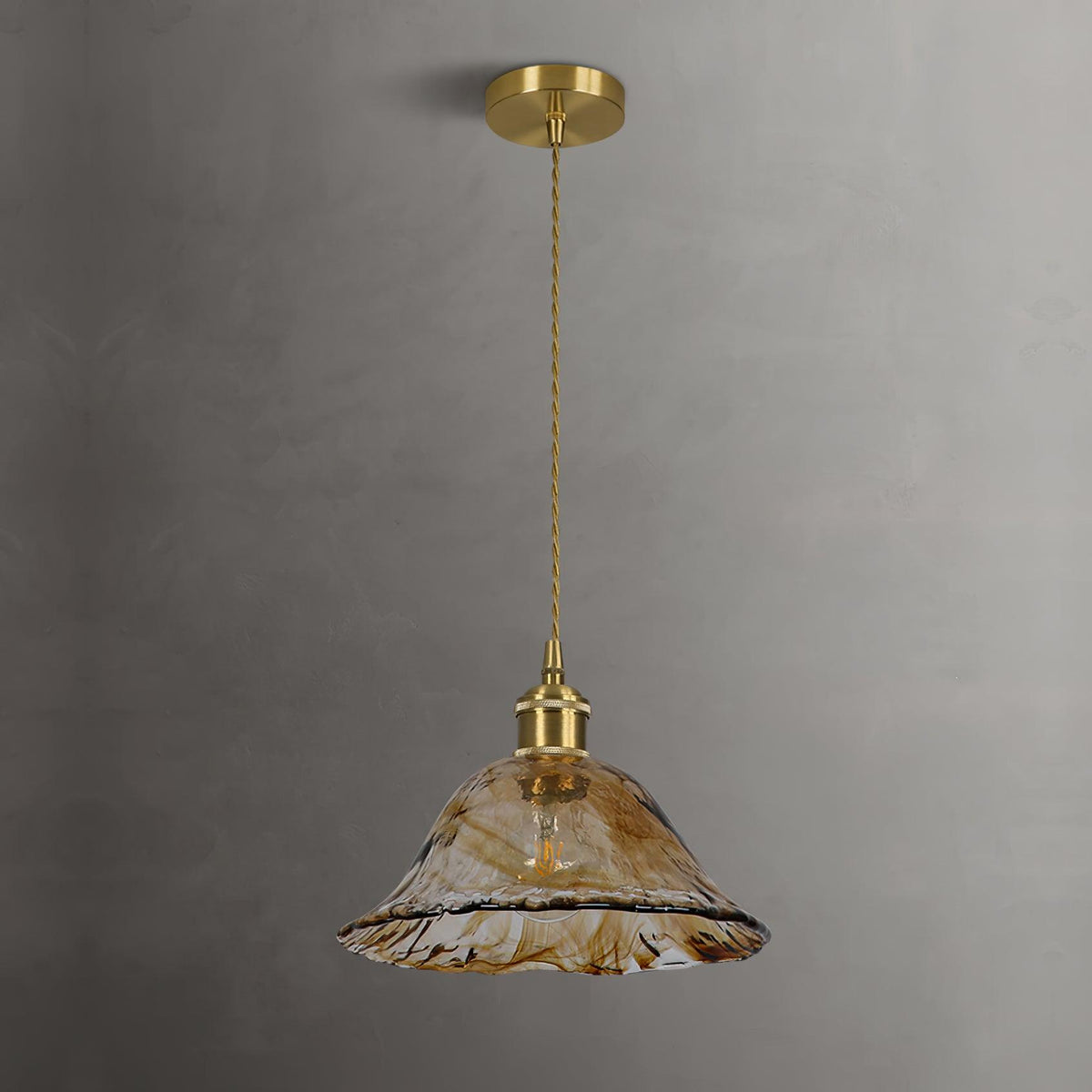 Vintage Brown Glass Pendant Light - Blowlighting