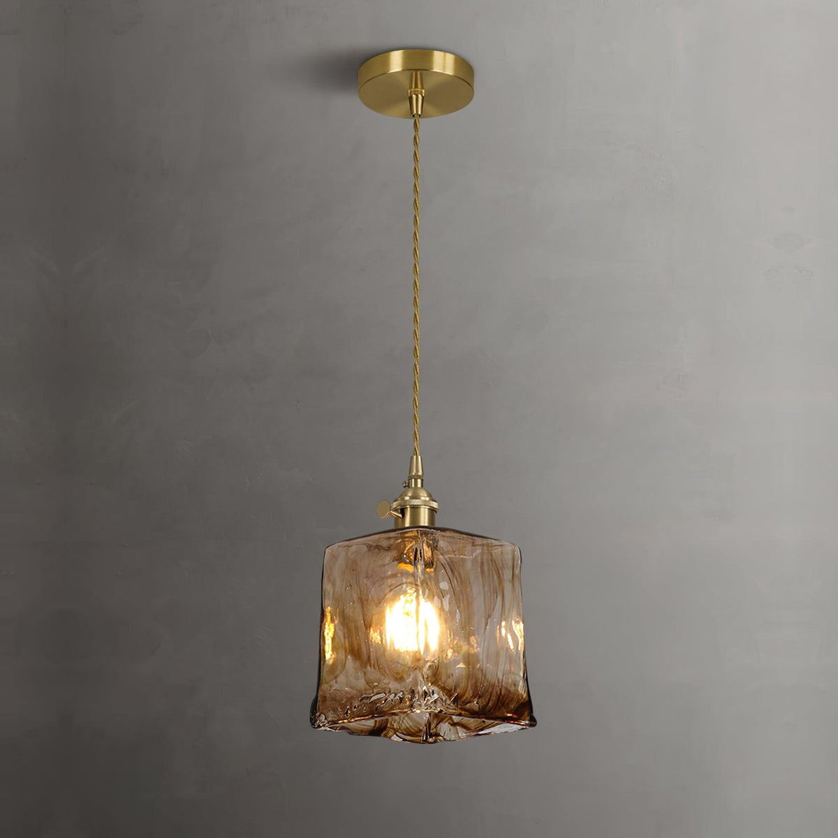 Vintage Brown Glass Pendant Light - Blowlighting