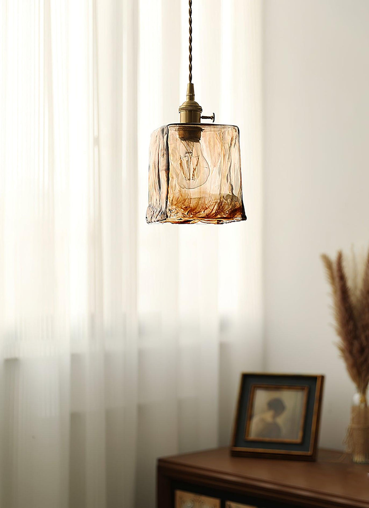 Vintage Brown Glass Pendant Light - Blowlighting