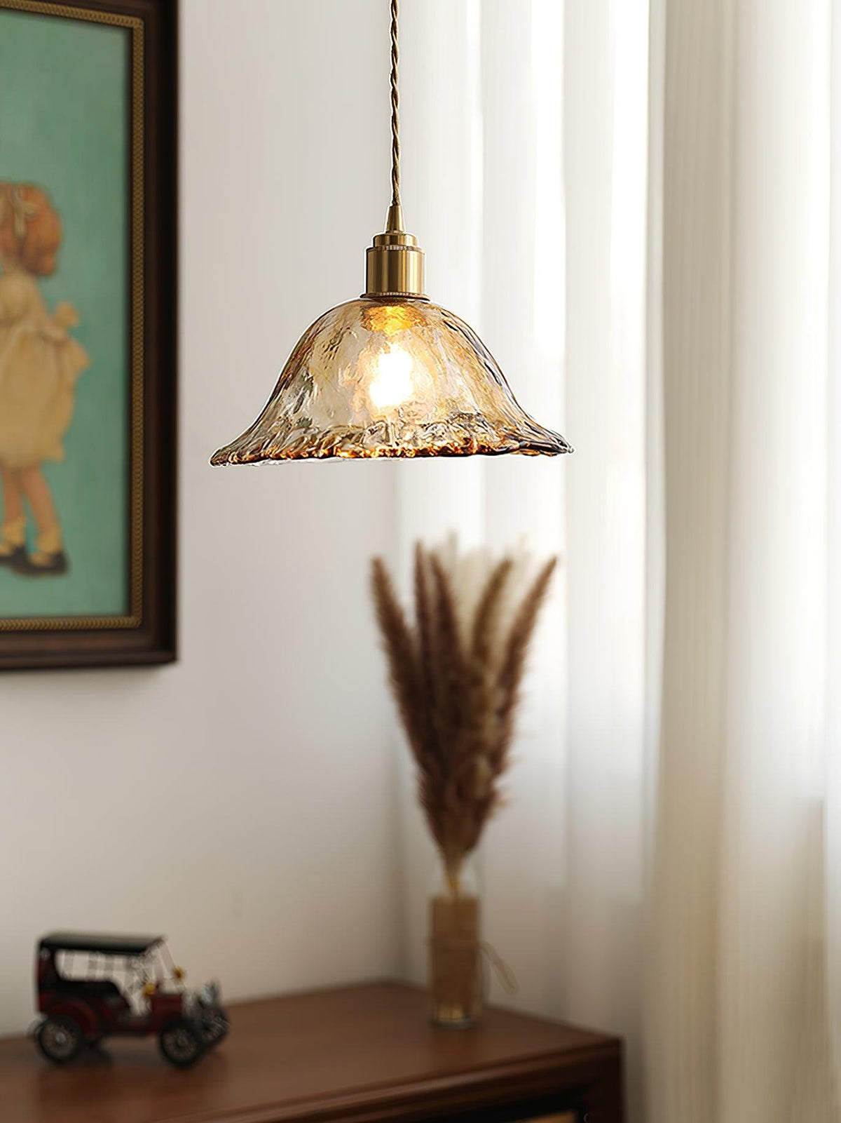 Vintage Brown Glass Pendant Light - Blowlighting