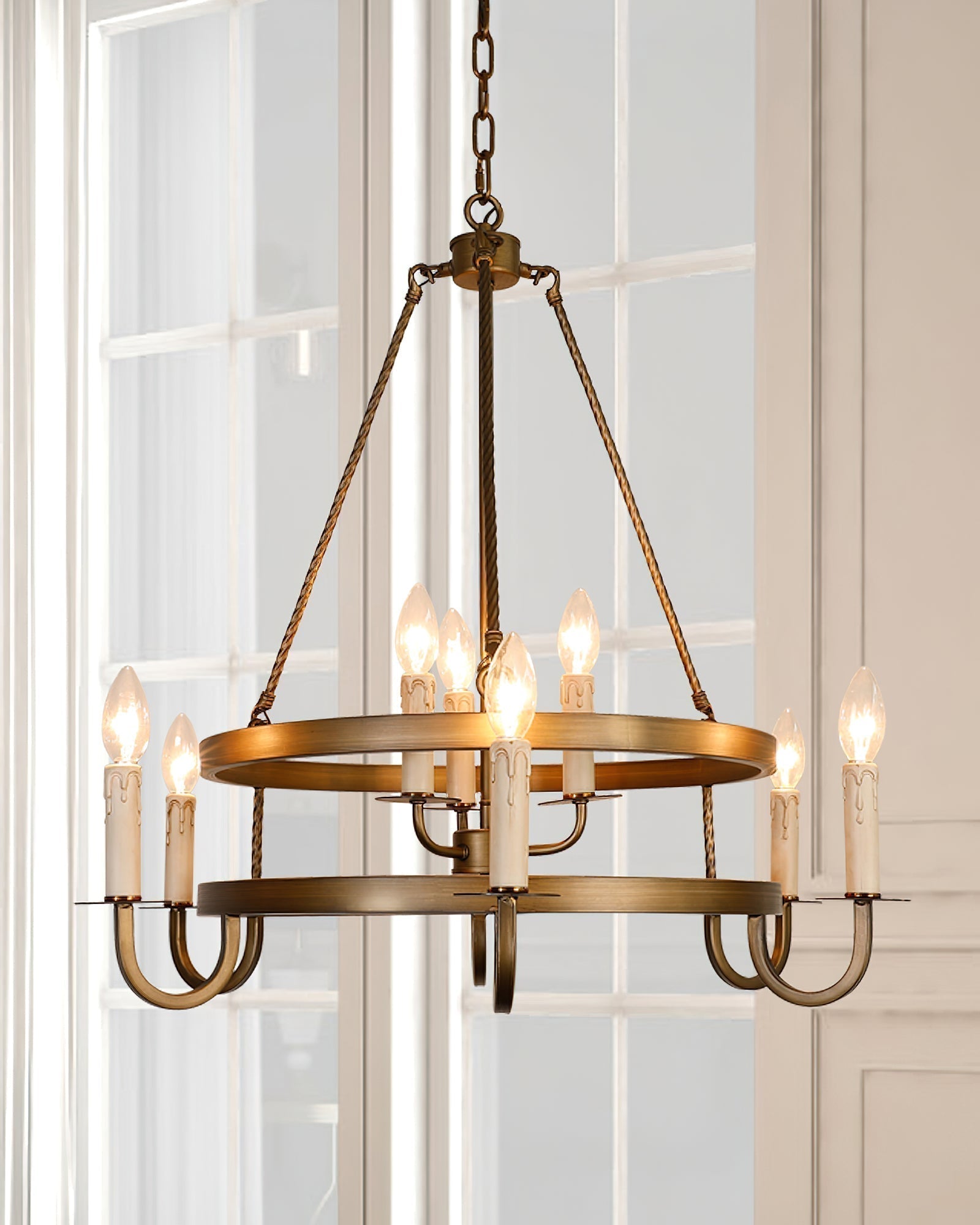 Vintara Brass Candle Chandelier - Blowlighting