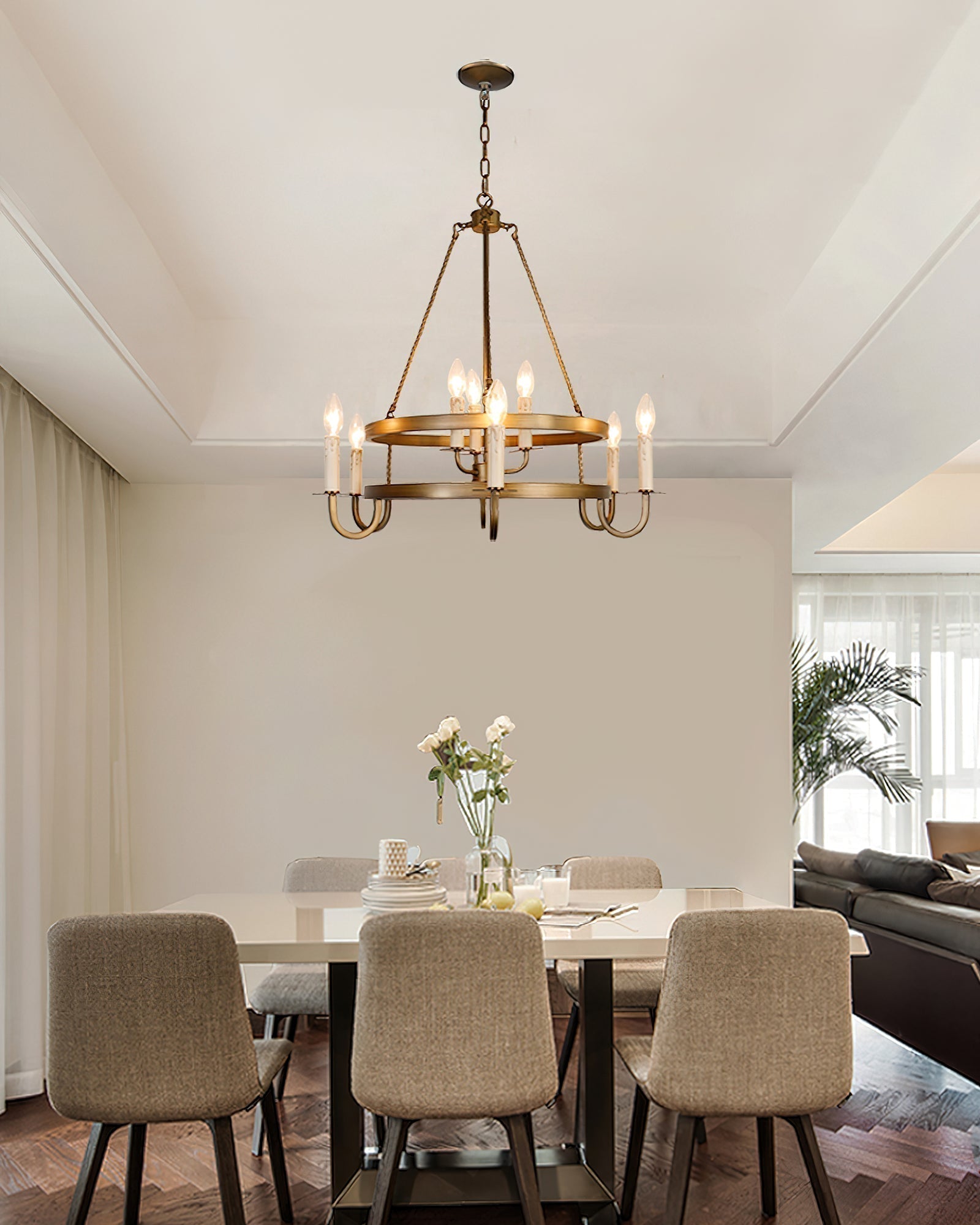 Vintara Brass Candle Chandelier - Blowlighting