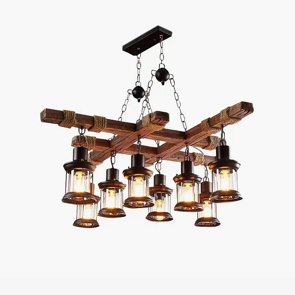 Vintage Wood Glass Chandeliers - Blowlighting