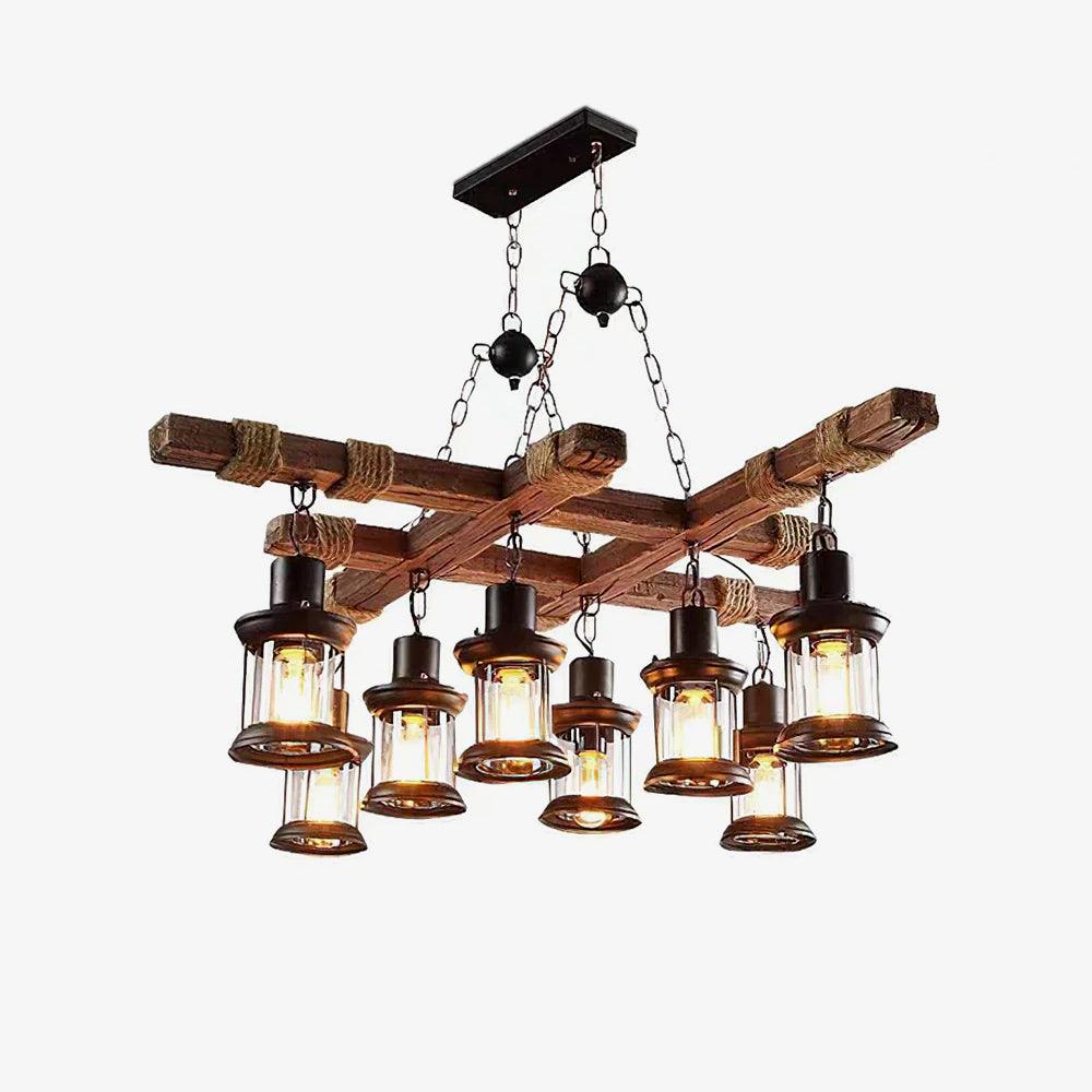 Vintage Wood Glass Chandeliers - Blowlighting