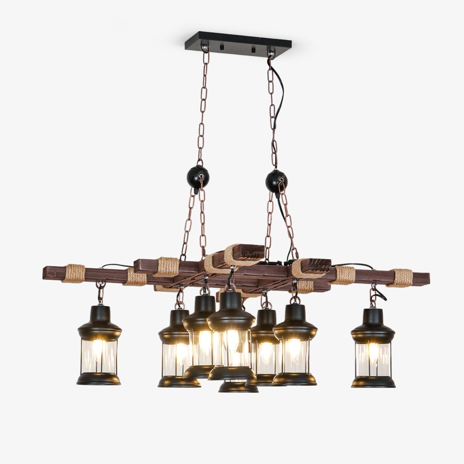 Vintage Wood Glass Chandeliers - Blowlighting