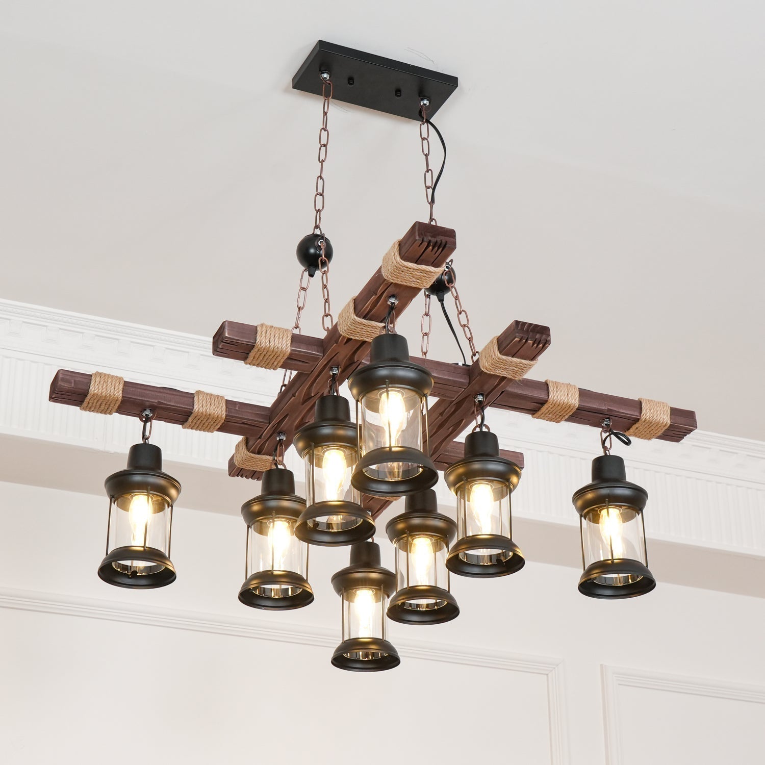 Vintage Wood Glass Chandeliers - Blowlighting