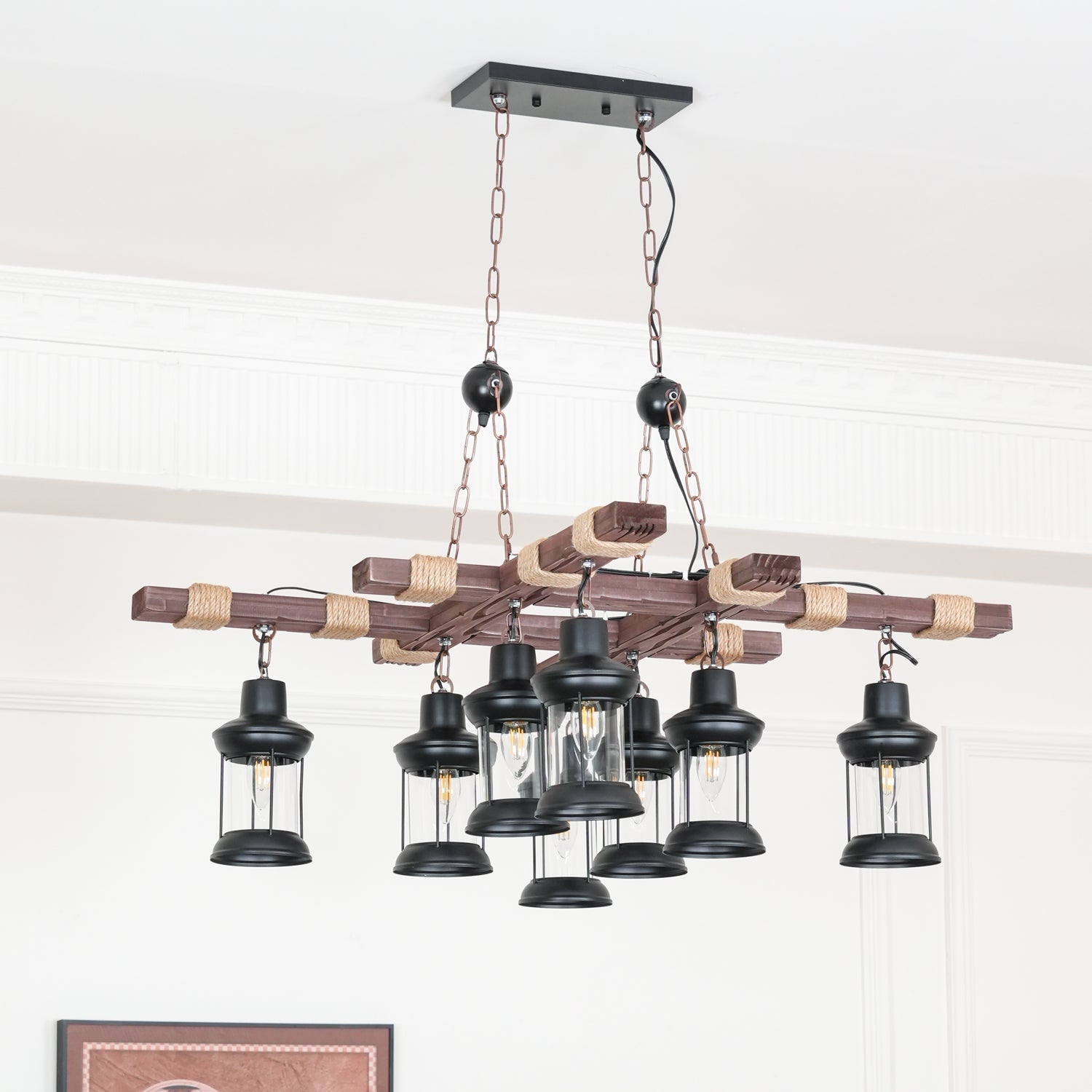 Vintage Wood Glass Chandeliers - Blowlighting