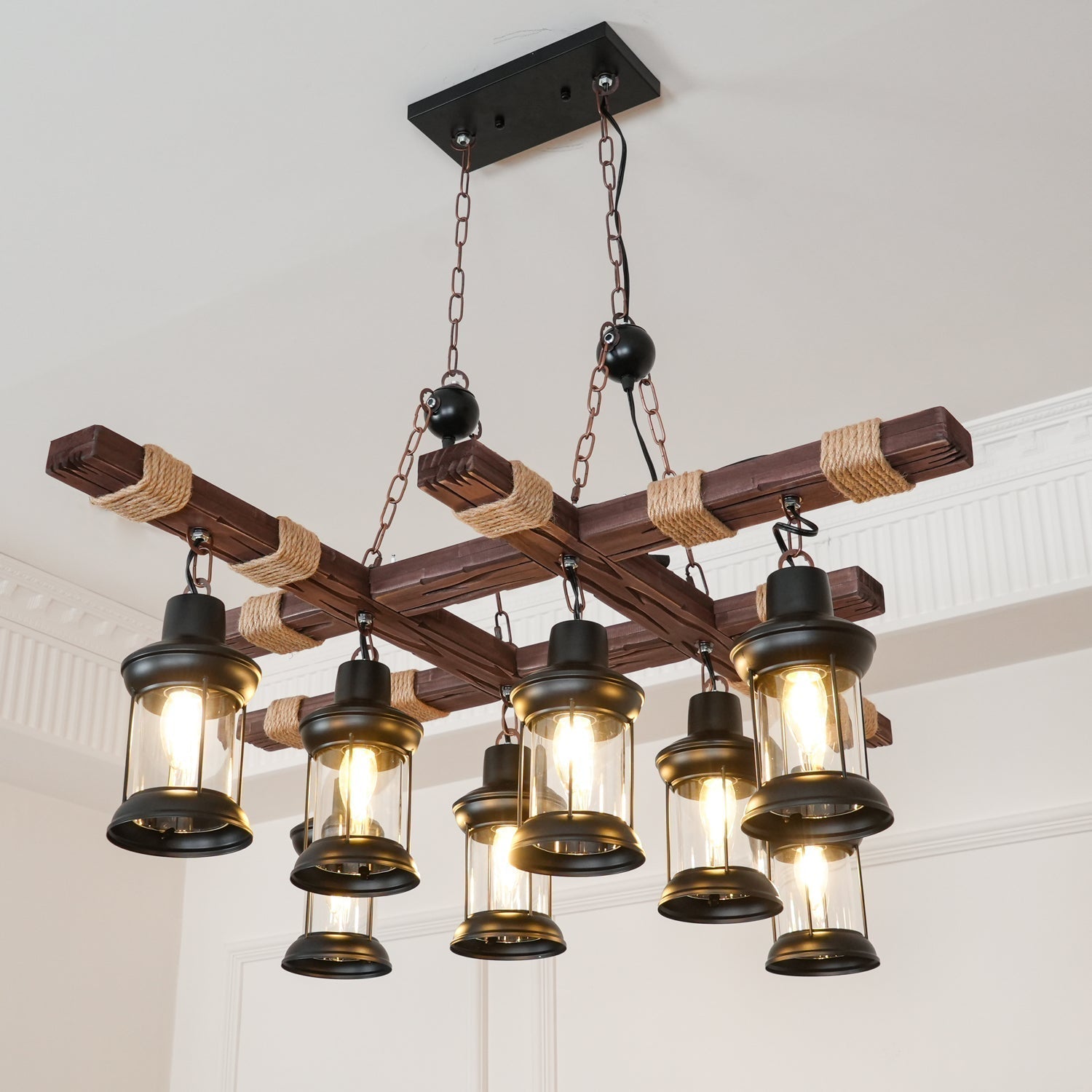 Vintage Wood Glass Chandeliers - Blowlighting