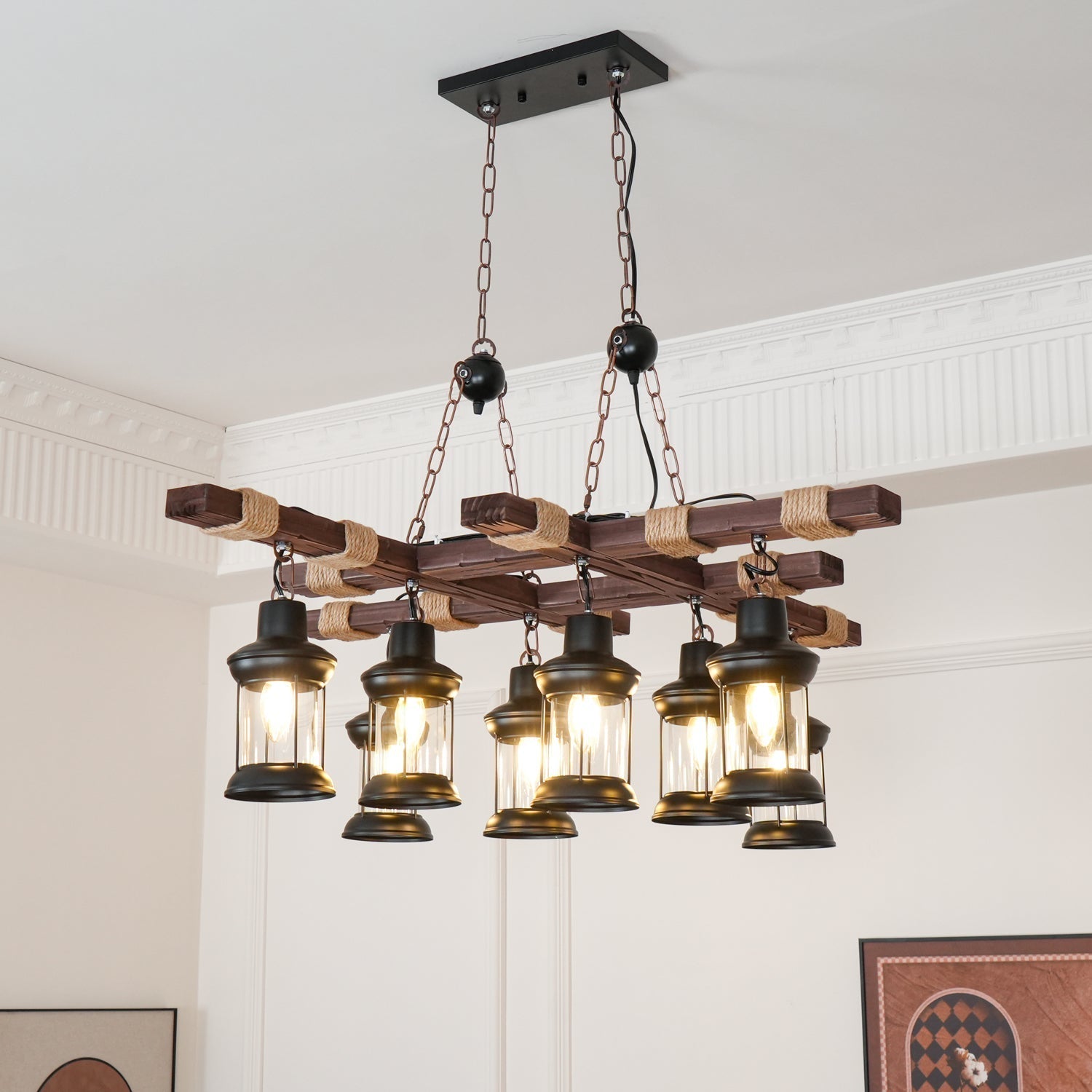 Vintage Wood Glass Chandeliers - Blowlighting
