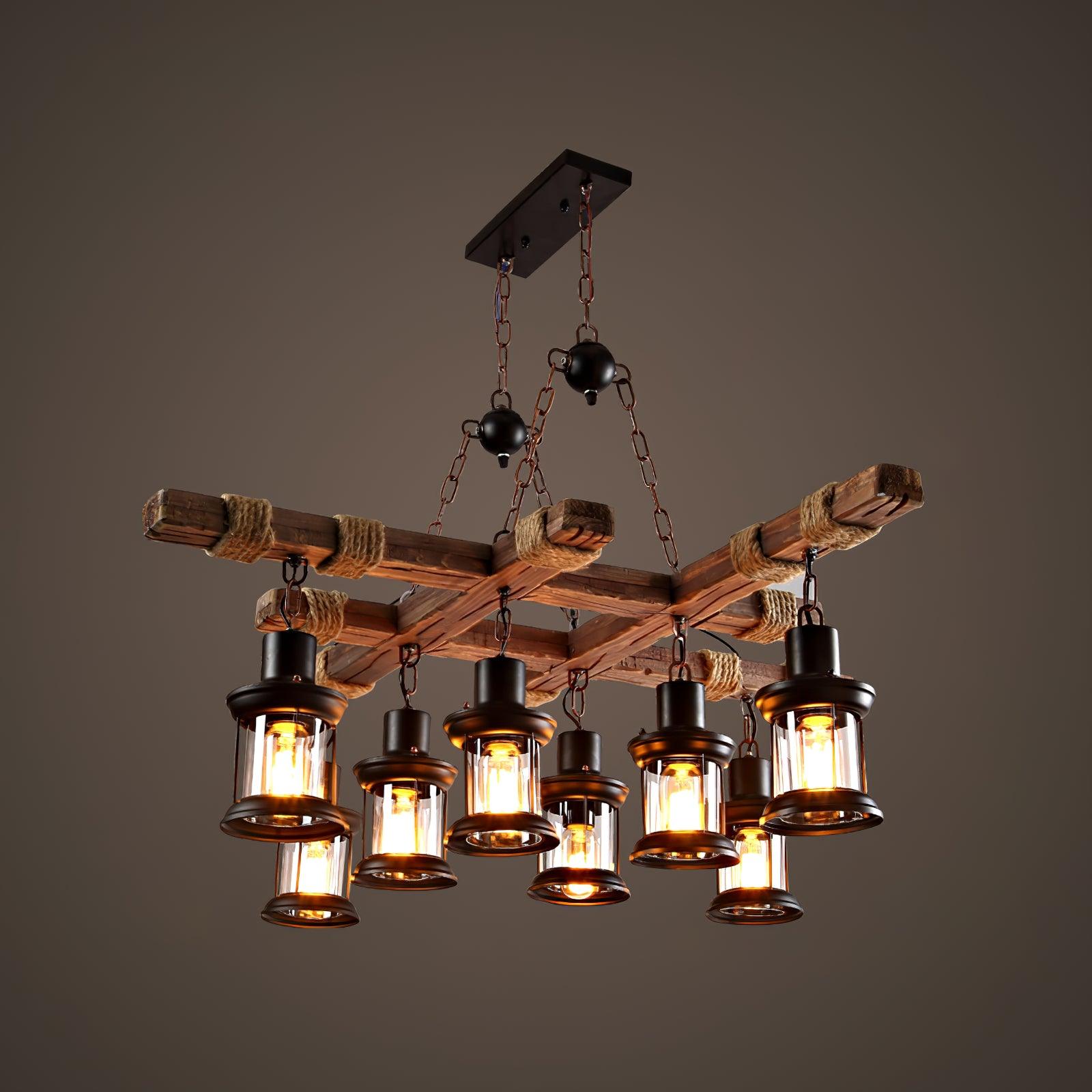 Vintage Wood Glass Chandeliers - Blowlighting