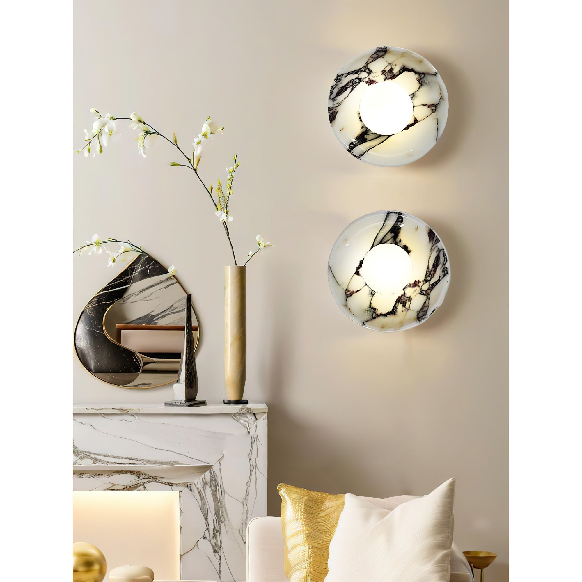 Cacariel Modern Minimalist Marble Glass Wall Lamp - Lamp Copper