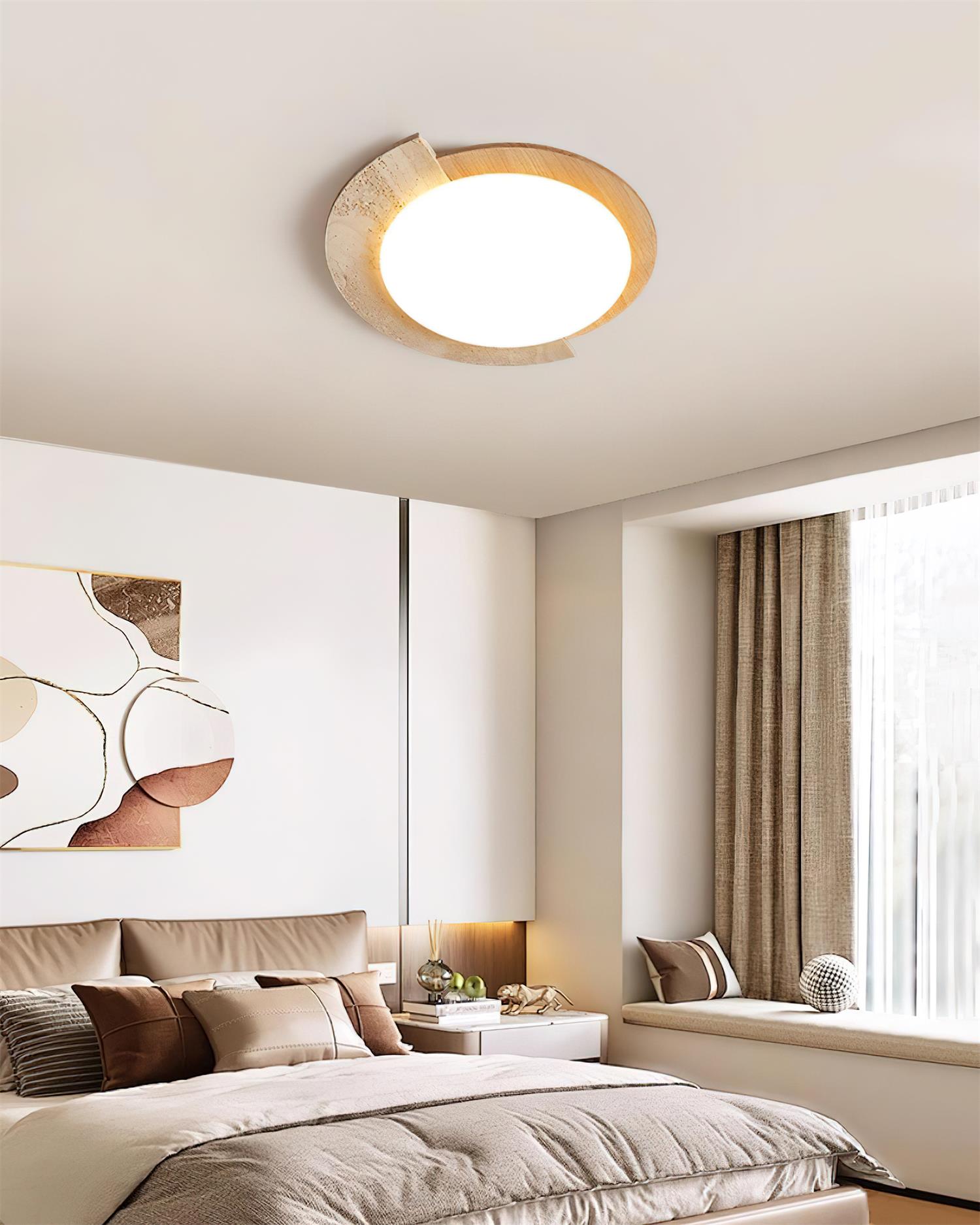 Ritta Travertine Oval LED Ceiling Light - Letslighting