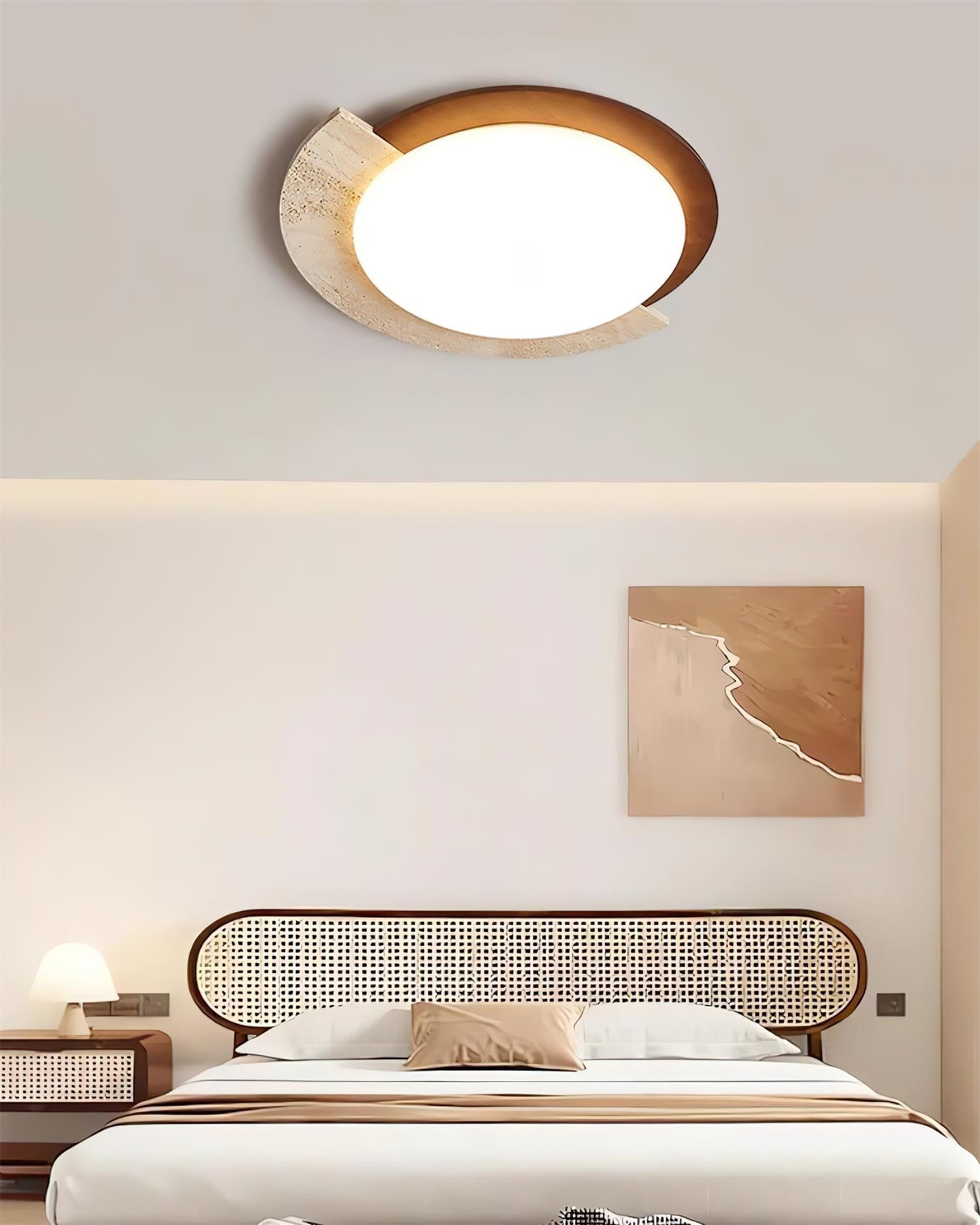 Ritta Travertine Oval LED Ceiling Light - Letslighting