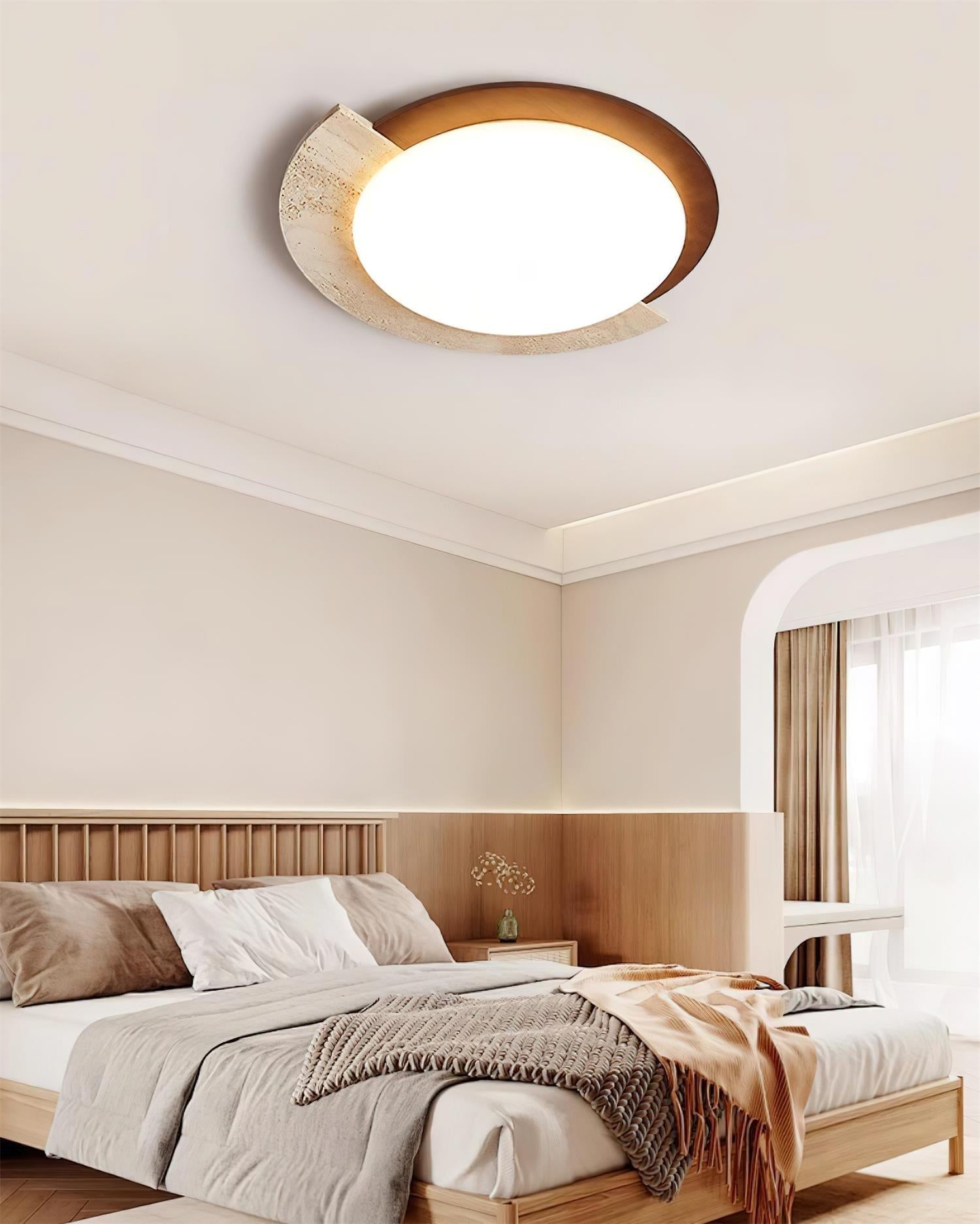 Ritta Travertine Oval LED Ceiling Light - Letslighting