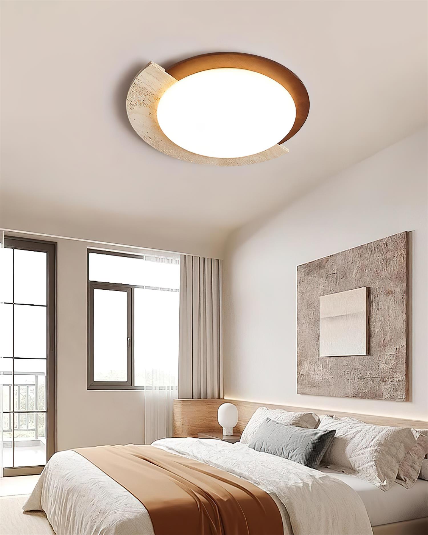 Ritta Travertine Oval LED Ceiling Light - Letslighting