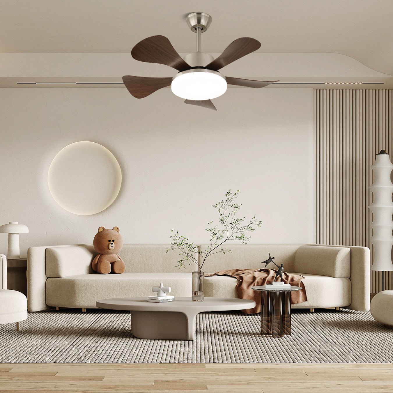 Ventilatore da soffitto moderno con luce LED integrata