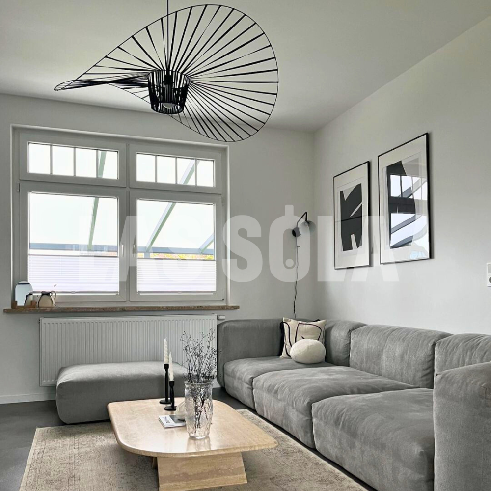 Ritta Lampade a Sospensione Tessuto Nero/Bianco/Oro/Marrone Fiore Moderne