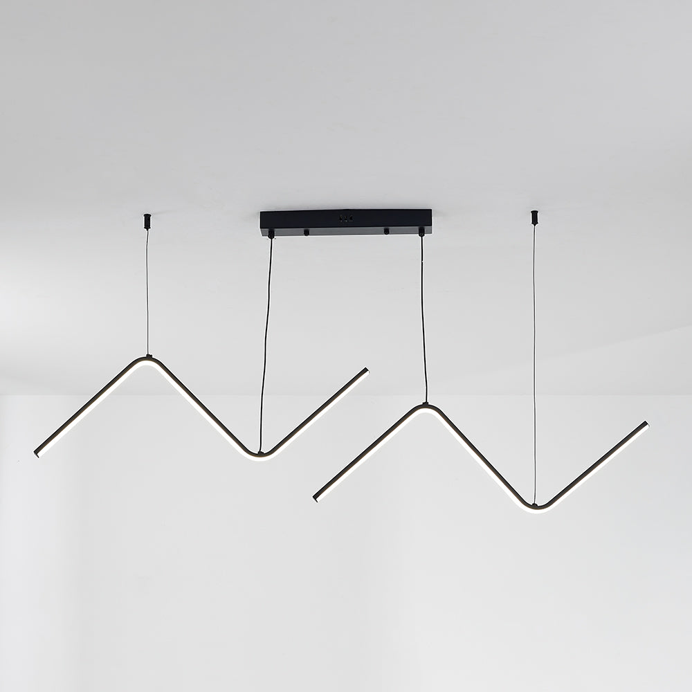 Arisha Moderne LED Lampade a Sospensione Nero/Oro Metallo Lineare Ondulato Doppio Soggiorno/Camera da Letto