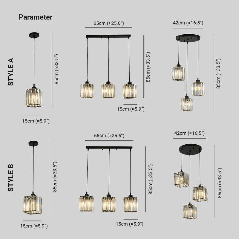 Arisha Moderna LED Lampada a Sospensione Vetro Cilindro Nero/Oro Grappolo Soggiorno/Camera da LettoSoggiorno/Camera da Letto