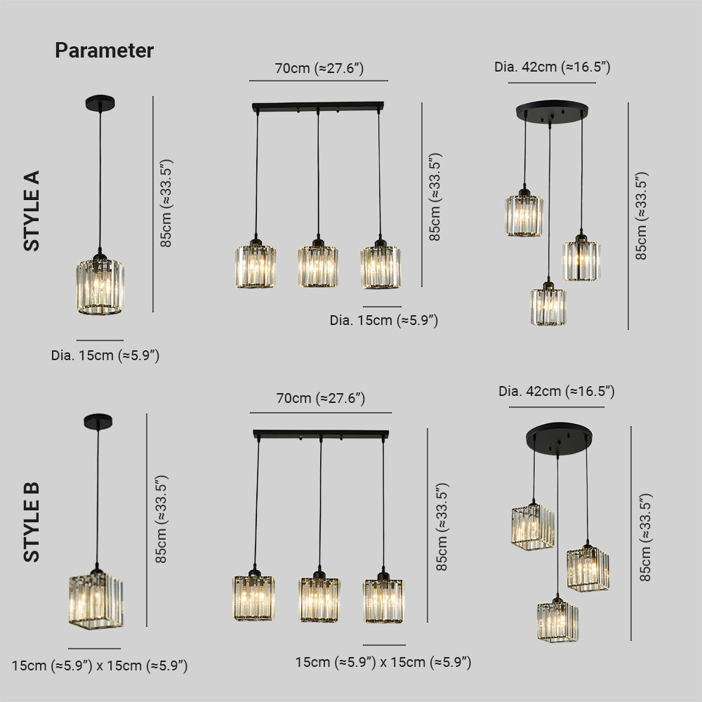 Arisha Moderna LED Lampada a Sospensione Vetro Cilindro Nero/Oro Grappolo Soggiorno/Camera da LettoSoggiorno/Camera da Letto
