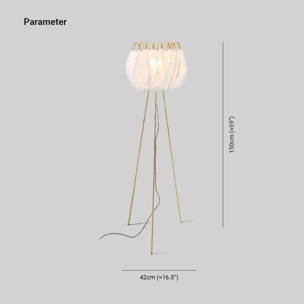 O'Moore Moderno LED Lampada da Terra Piuma Bianco Tripot Soggiorno