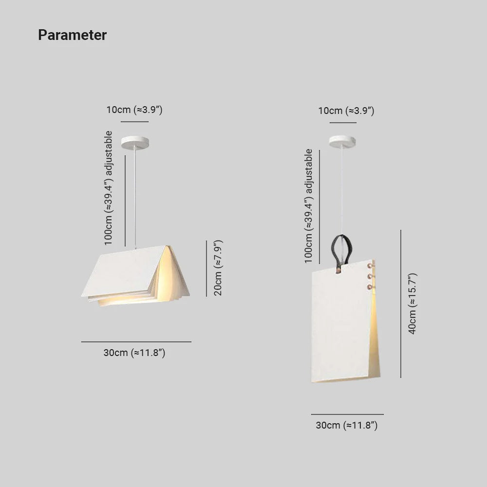 Arisha Lampada a Sospensione Tessuto Forma Artistica Libro Bianco/Grigio