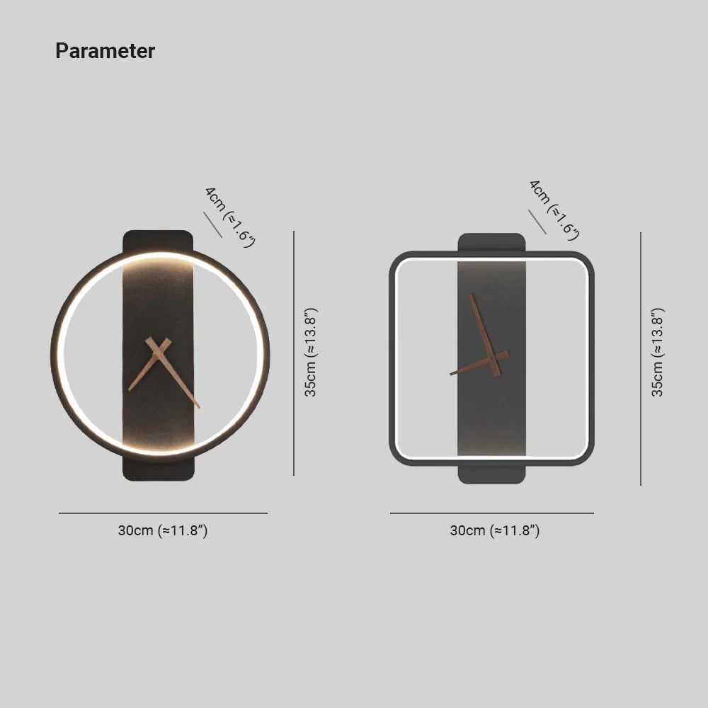 Nordic Moderno LED Orologio Applique Quadrato/Girare Metallo Acrilico Oro/Nero Soggiorno/Camera da Letto