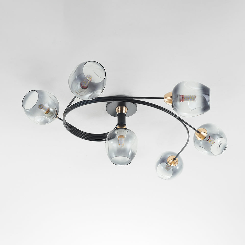 Valentina Moderno LED Spirale Plafoniere Metallo Vetro Nero/Oro Sala da Pranzo/Soggiorno/Camera da Letto