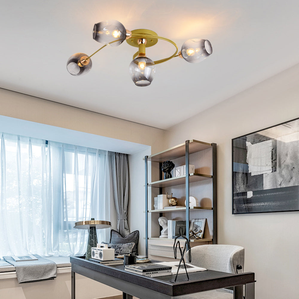 Valentina Moderno LED Spirale Plafoniere Metallo Vetro Nero/Oro Sala da Pranzo/Soggiorno/Camera da Letto