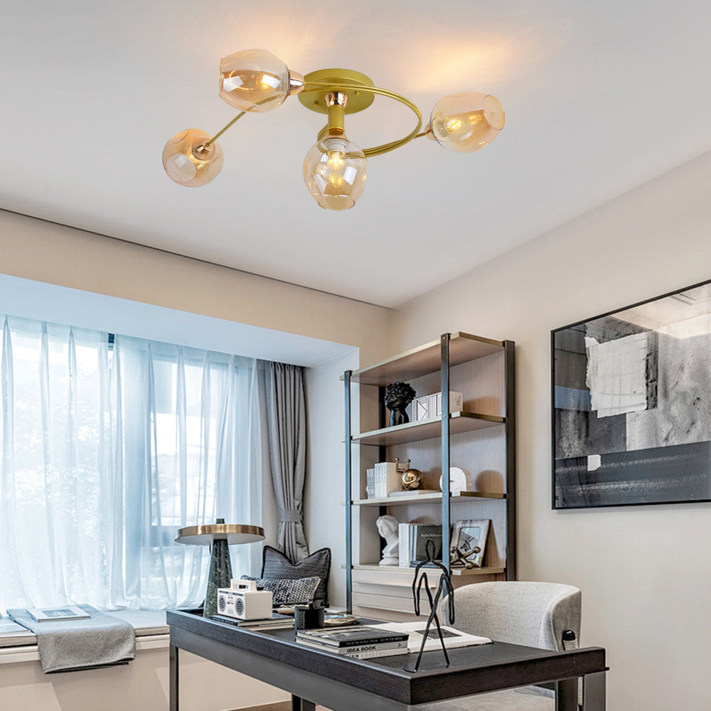 Valentina Moderno LED Spirale Plafoniere Metallo Vetro Nero/Oro Sala da Pranzo/Soggiorno/Camera da Letto