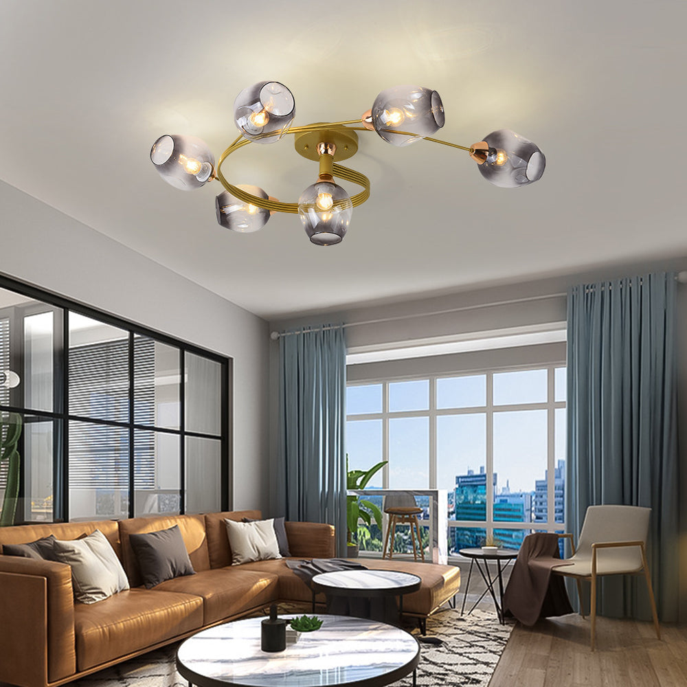 Valentina Moderno LED Spirale Plafoniere Metallo Vetro Nero/Oro Sala da Pranzo/Soggiorno/Camera da Letto