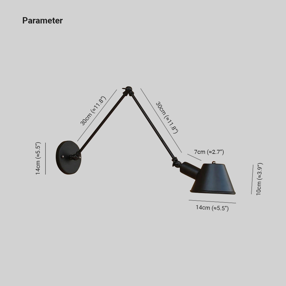 Epoch Design LED Applique da Parete Interno Metallo Nero Industriale Soggiorno/Camera da Letto