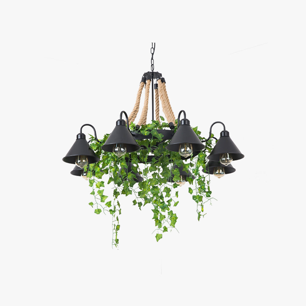Arisha Vintage Metallo/Corda LED Lux Lampadario Nero Camera da Letto/Soggiorno