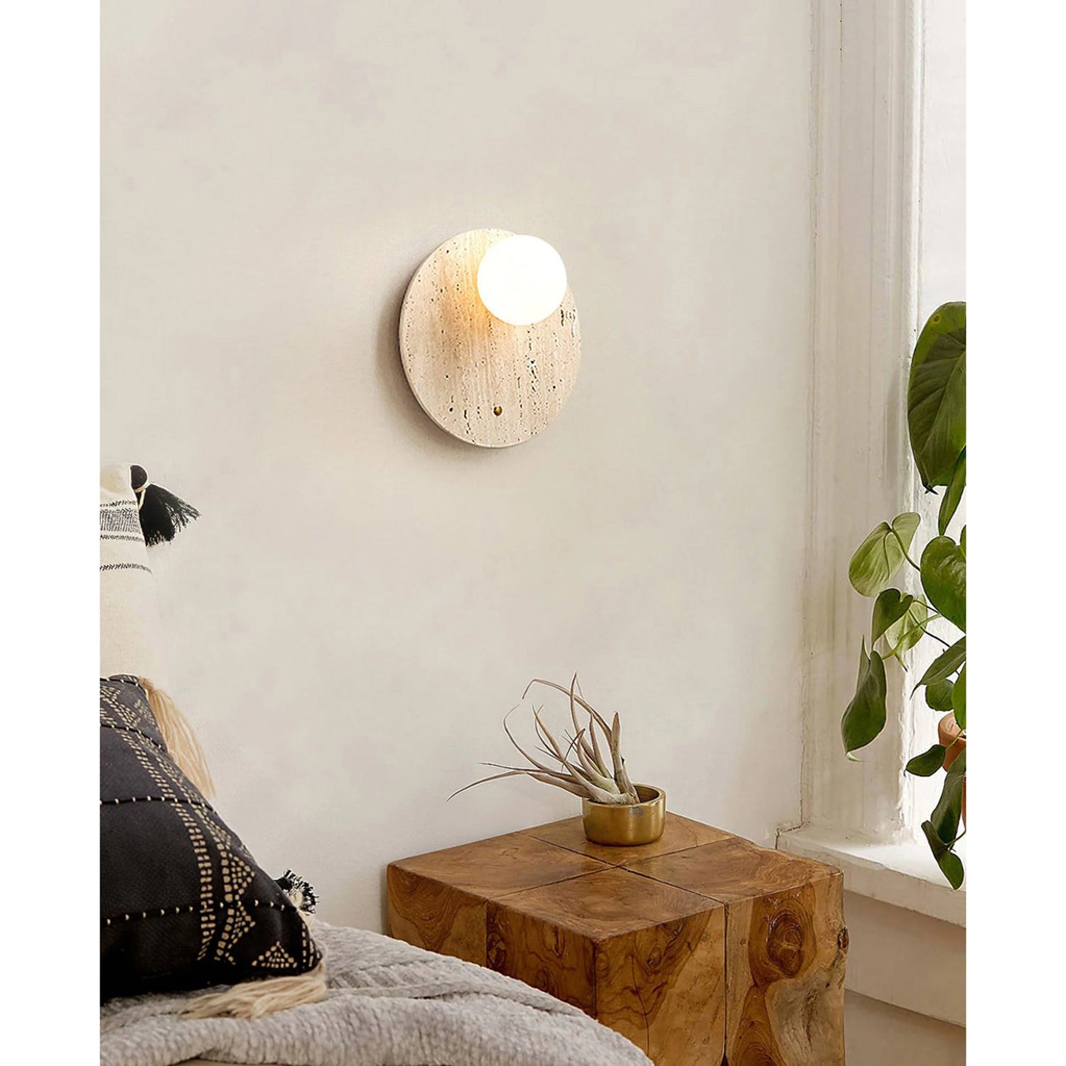 Alcareth Modern Minimalist Wabi Travertine Wall Lamp - Lamp Copper