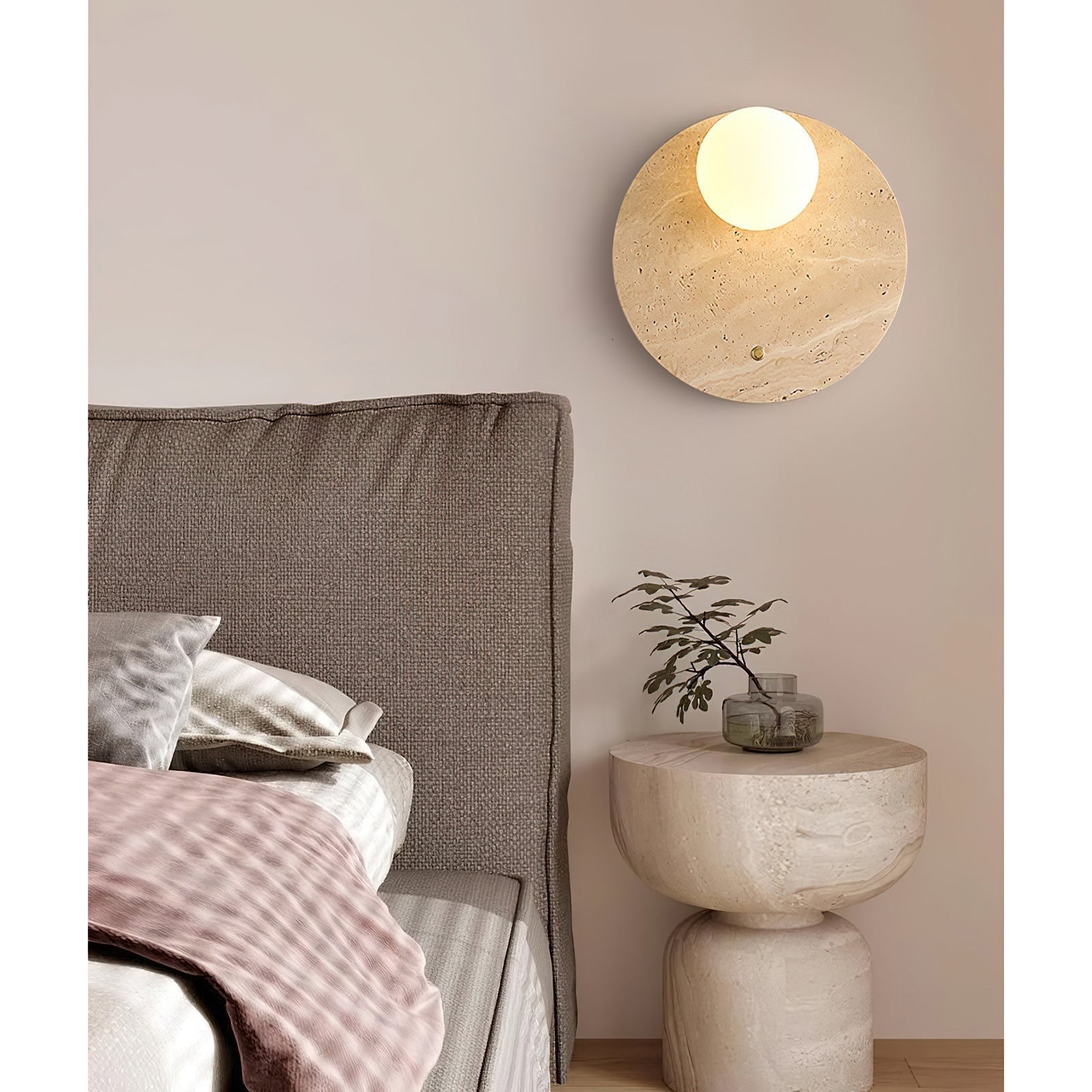 Alcareth Modern Minimalist Wabi Travertine Wall Lamp - Lamp Copper